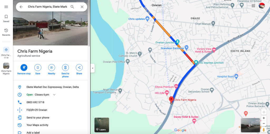 Chris Farm Nigeria Location on Google Map